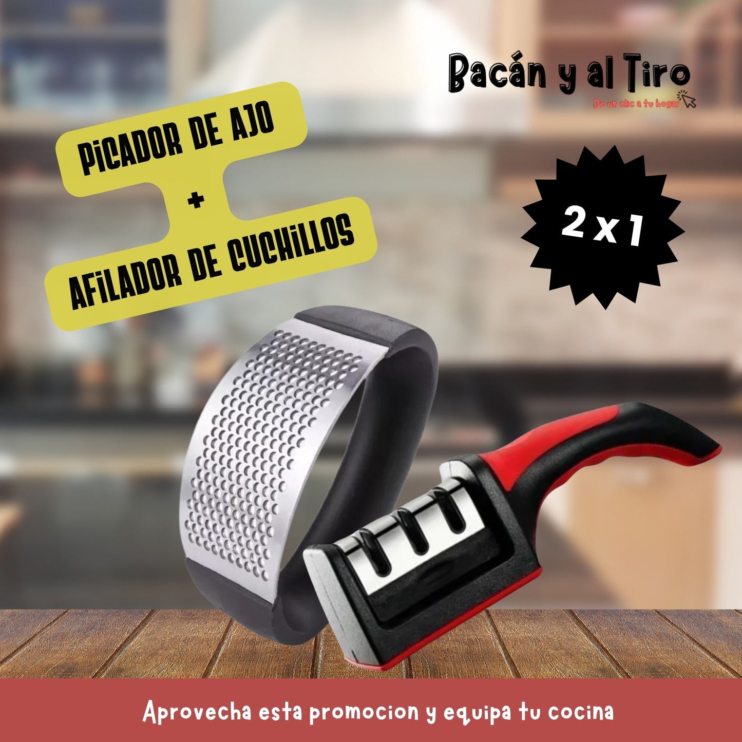 Prensa de ajo de acero inoxidable + afilador de cuchillo